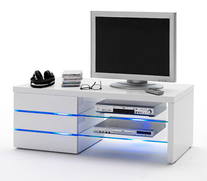 Sonia - kompaktowa szafka RTV z oświetleniem niebieskim