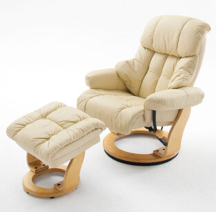 Armchair with relax function Calgary leather cream