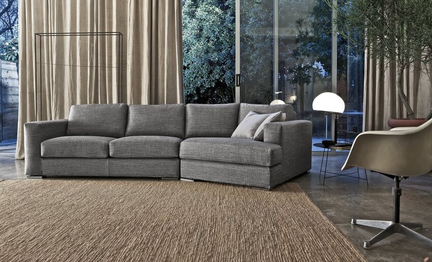 Sofa modułowa Broadway firmy Alberta Salotti dostępna jest w tkaninie lub skórze